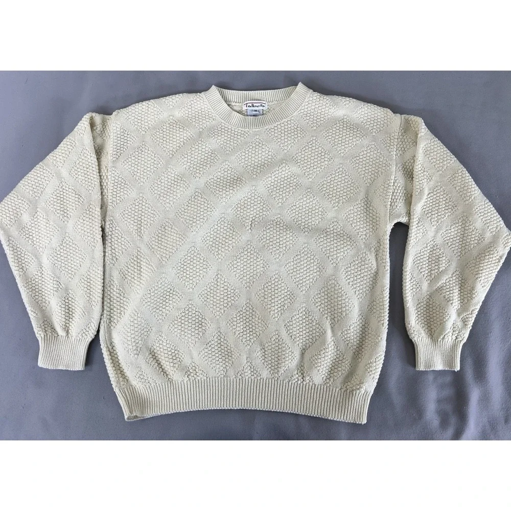 Vintage Talbots Ivory Rombo Women's Sz Medium Made USA ‎ Y2K